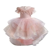 FhsagQ Dress Easter Dresses for Girls Size 12 White and Blue Children's Mesh Dress Dress Stylish Little Girl Dress Girls Easter Dresses Size 6X-7 Girls Easter Dresses Size 10-12 School 8-9 Years